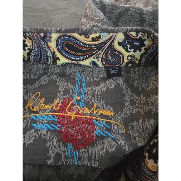 Men's Robert Graham Gray Paisley Long Sleeve Button Down Size XL - Picture 10 of 10